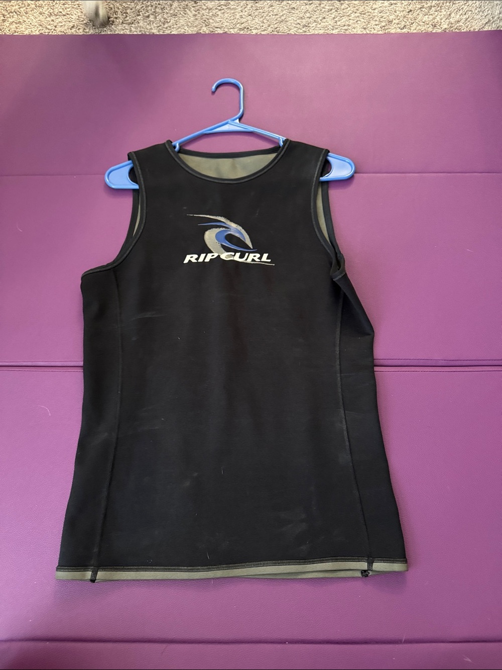 Rip Curl Black Sleeveless Neoprene Swim Vest with Blue Logo